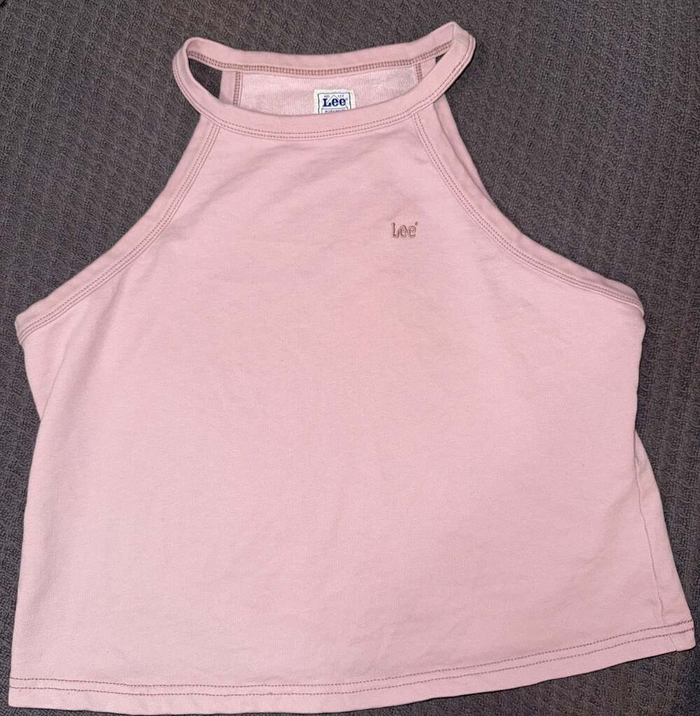 Lee Workwear Women's High Neck Crop Tank Top, Pink